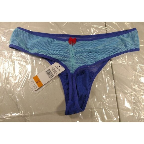 NWT Josie Natori Cheeky Fishnet Thong Panty 850139 Purple/Turquoise back 61075.2 - Picture 2 of 3